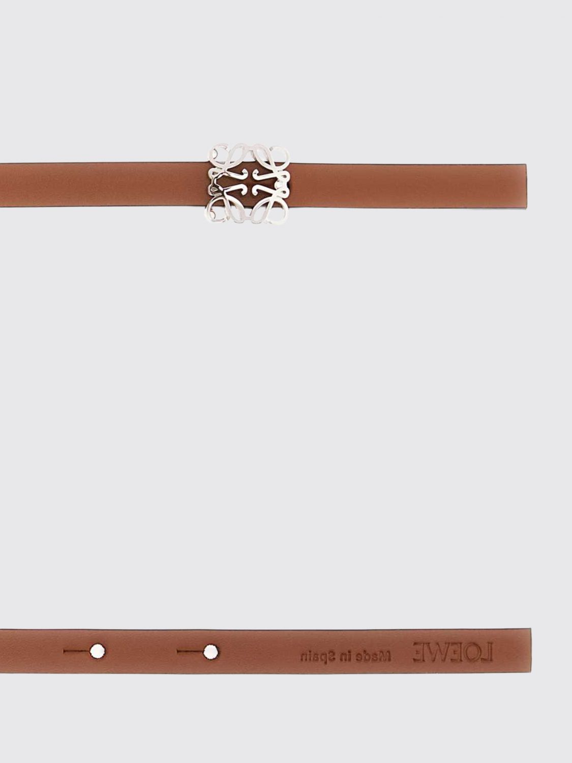 Loewe Women Loewe Anagram Thin Calfskin Leather Belt With Gold Monogram Buckle LOEWE