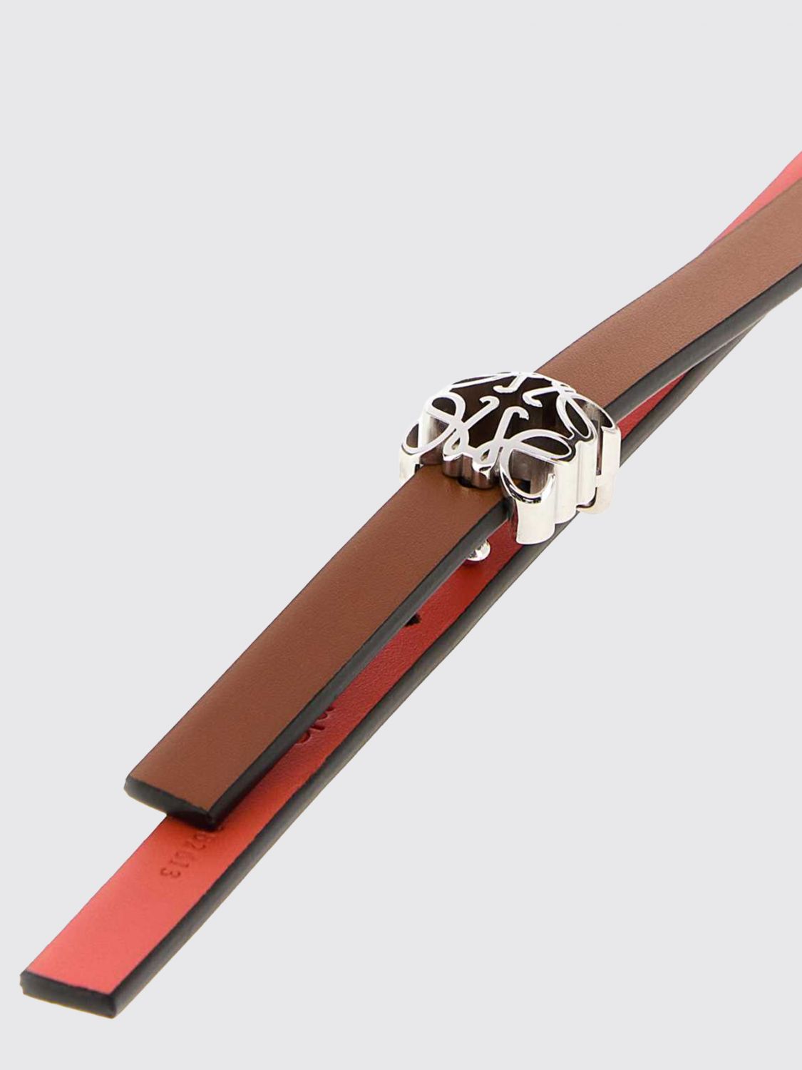 Loewe Women Loewe Anagram Thin Calfskin Leather Belt With Gold Monogram Buckle LOEWE
