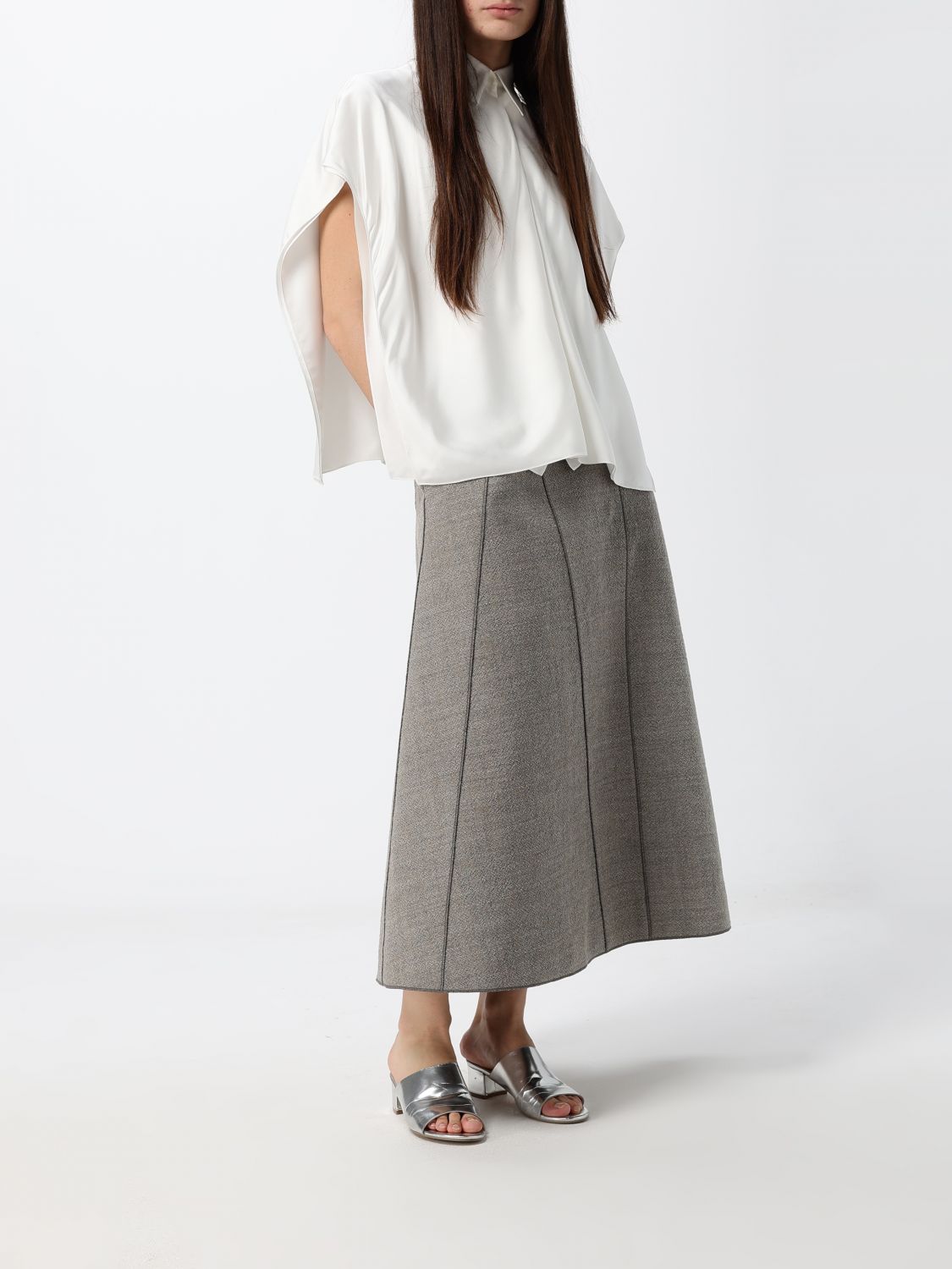 Bottega Veneta Women Sleeveless Silk Shirt Bottega Veneta With Classic Collar BOTTEGA VENETA