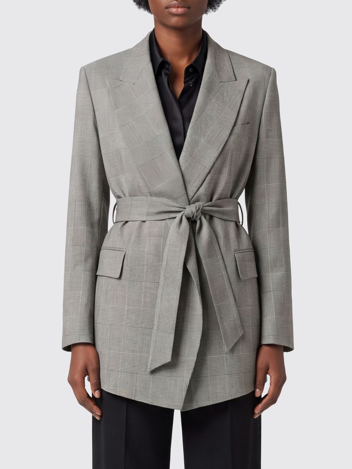 Max Mara Women Max Mara Prince Of Wales Check Wool Robe Blazer MAX MARA