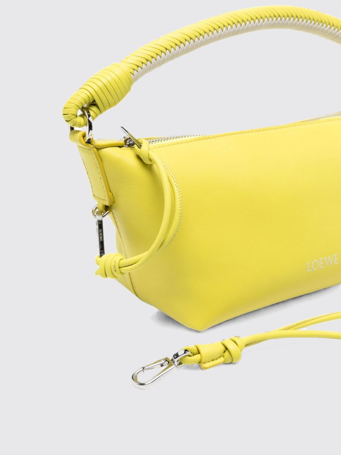 Loewe Women Lambskin Nappa Shoulder Bag Loewe With Woven Handle LOEWE