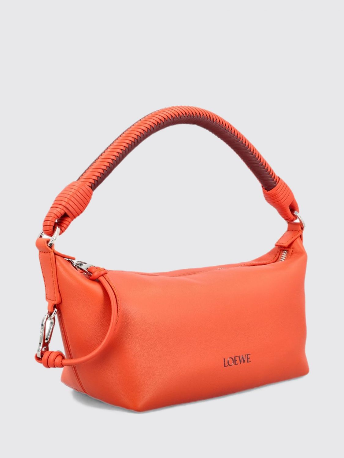 Loewe Women Lambskin Nappa Shoulder Bag Loewe With Woven Handle LOEWE