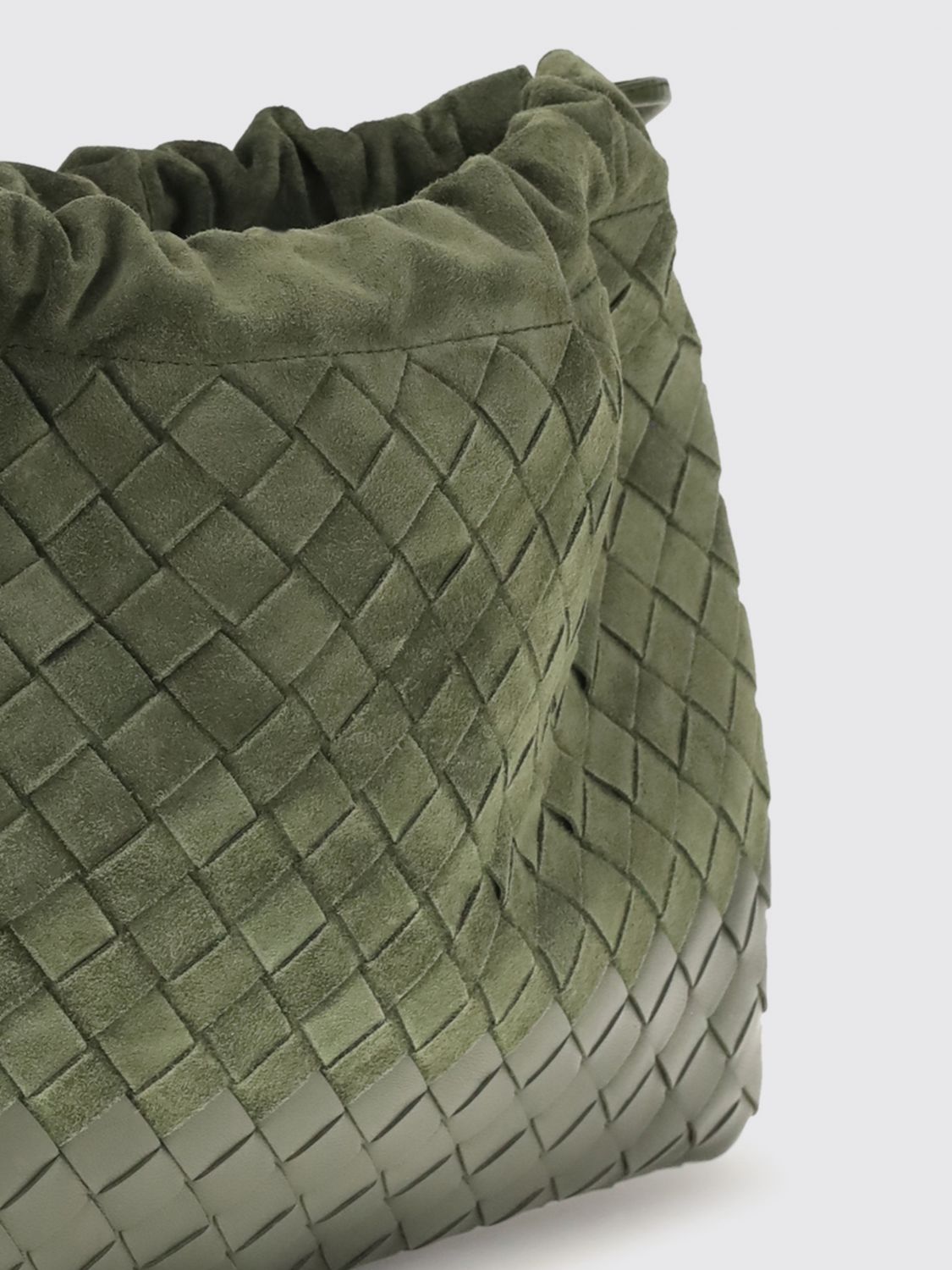 Bottega Veneta Women Intrecciato Woven Calf Leather Bucket Clutch Bottega Veneta With Drawstring Closure BOTTEGA VENETA