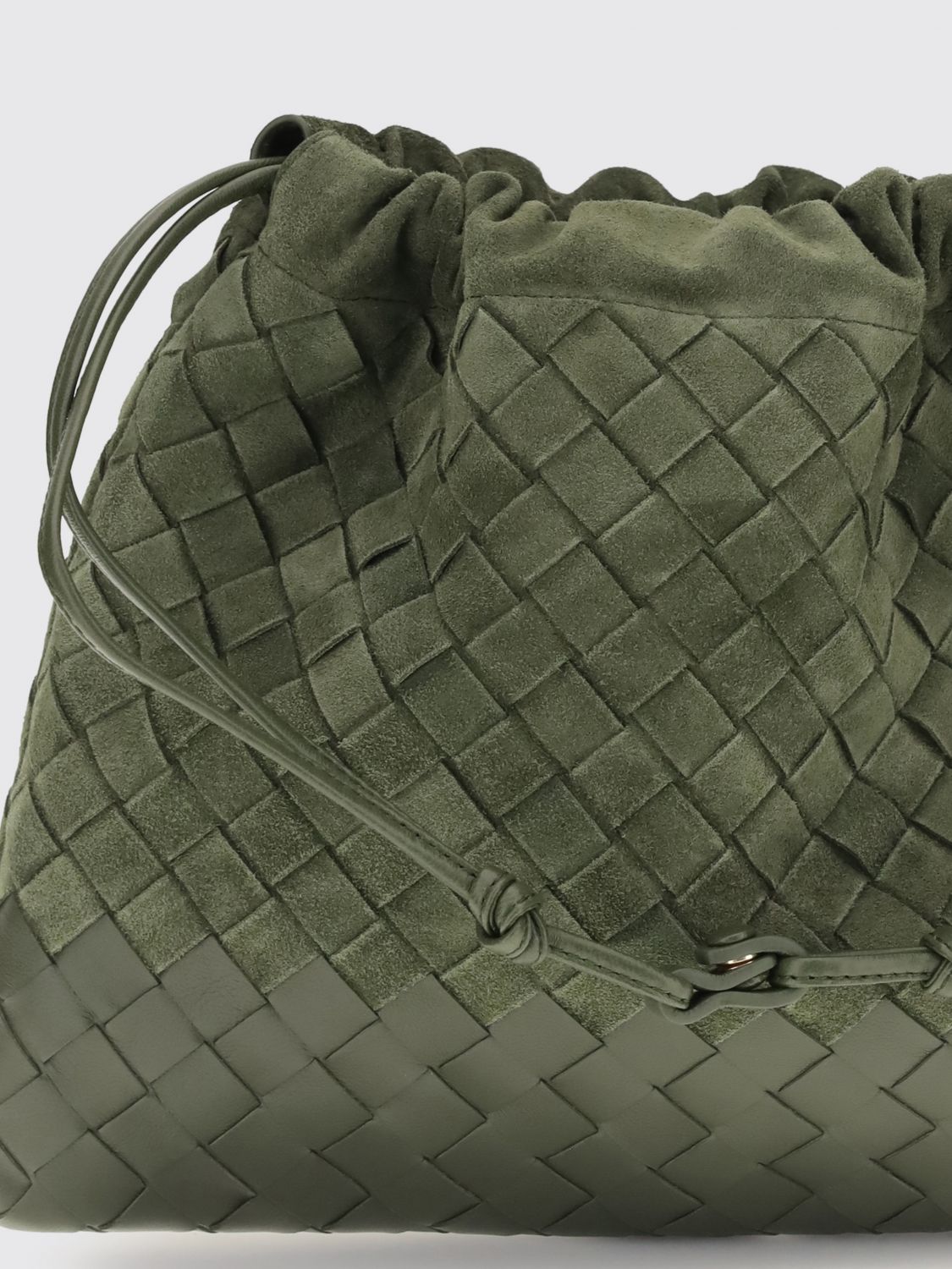 Bottega Veneta Women Intrecciato Woven Calf Leather Bucket Clutch Bottega Veneta With Drawstring Closure BOTTEGA VENETA