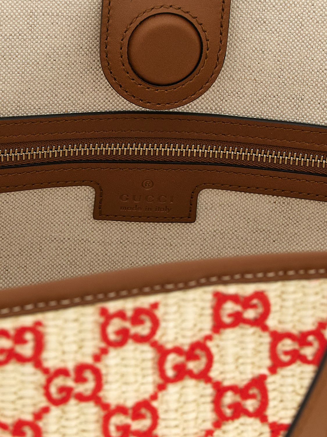 Gucci Women Gucci Women Gucci Raffia Shoulder Bag With Embroidered Gg Monogram And Double Handles GUCCI