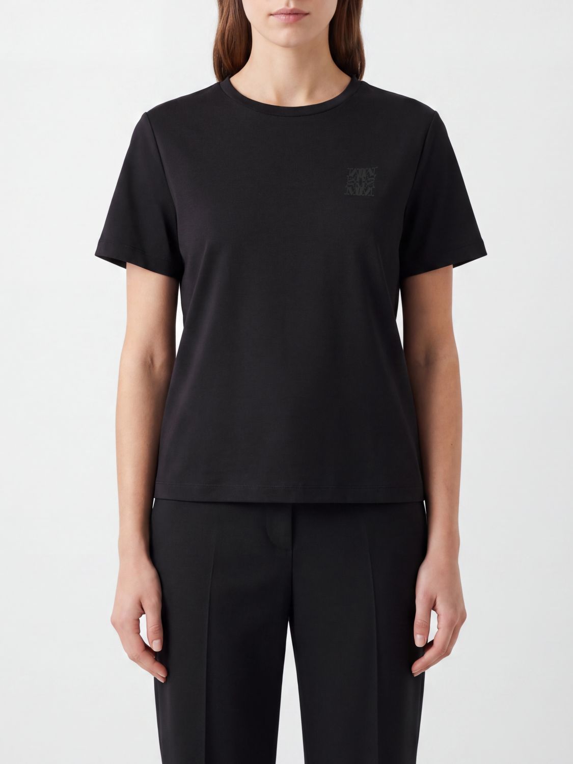 Max Mara Women Max Mara Cotton Blend Crew-Neck T-Shirt With Tone-On-Tone Logo MAX MARA
