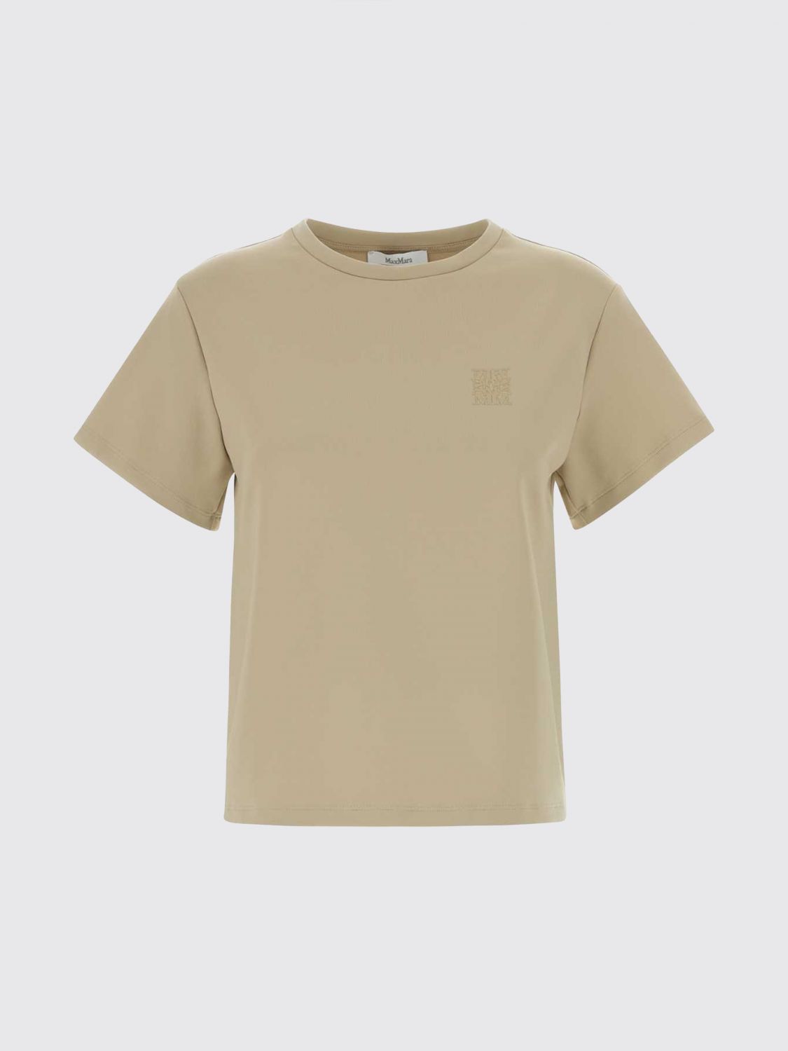 Max Mara Women Max Mara Cotton Blend Crew-Neck T-Shirt With Tone-On-Tone Logo MAX MARA