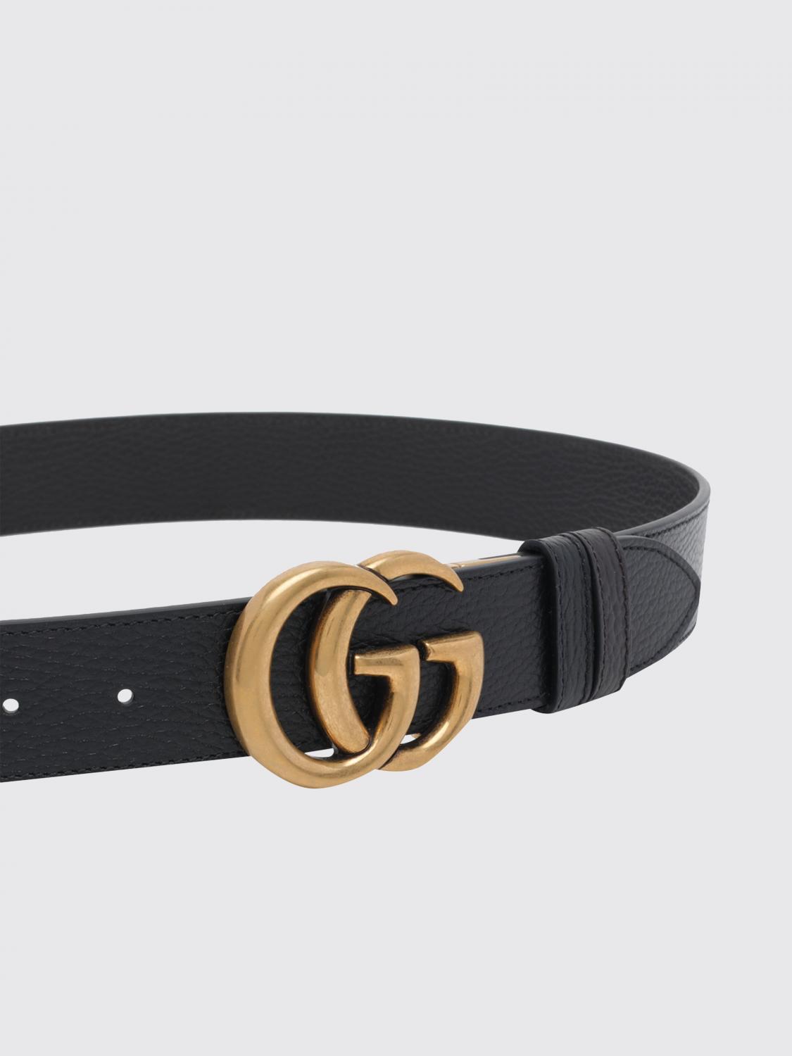 Gucci Men Gucci Gg Marmont Calfskin Leather Belt With Monogram Buckle GUCCI