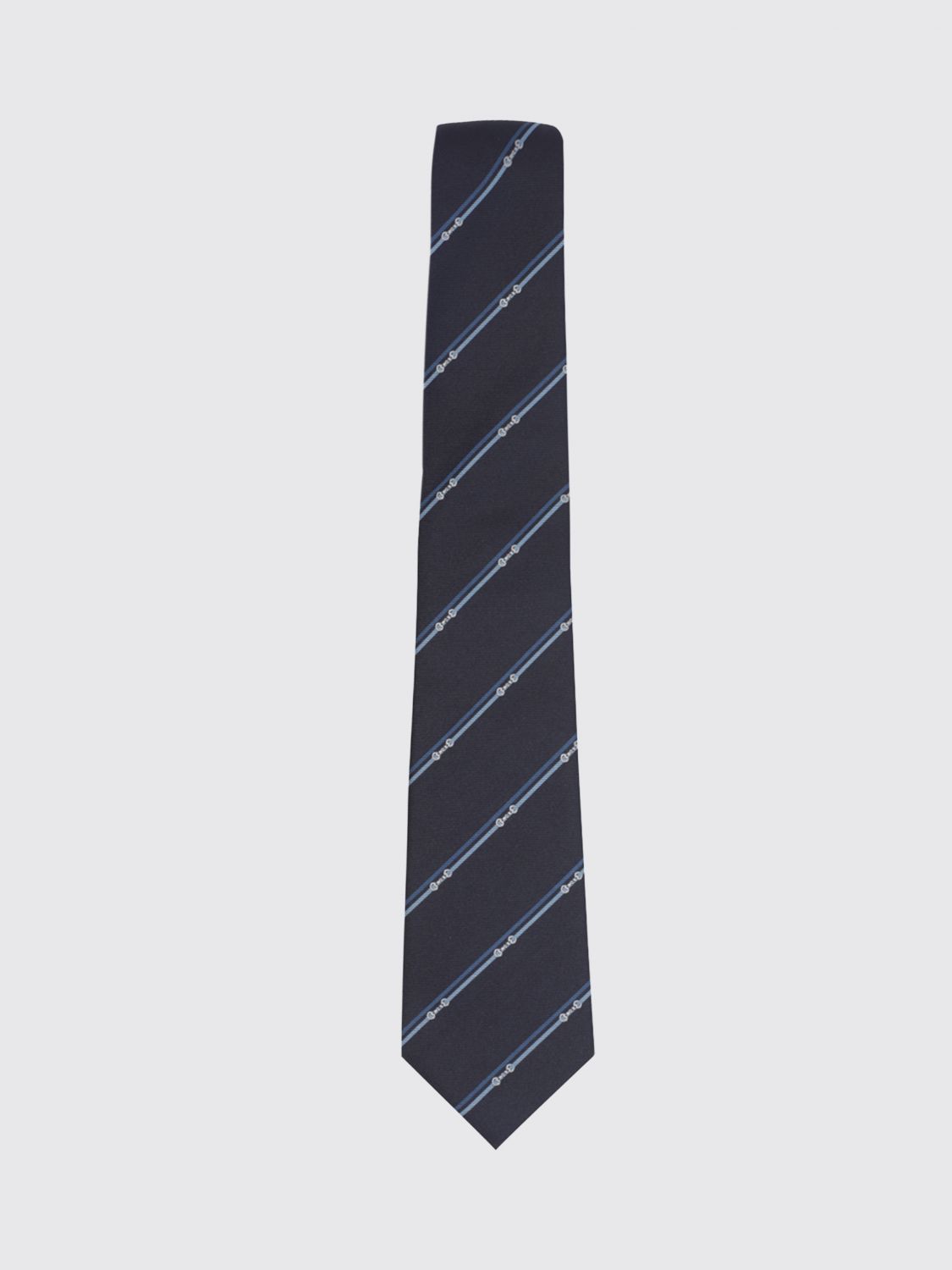 Gucci Men Gucci Regimental Striped Silk Tie With Horsebit Detail GUCCI