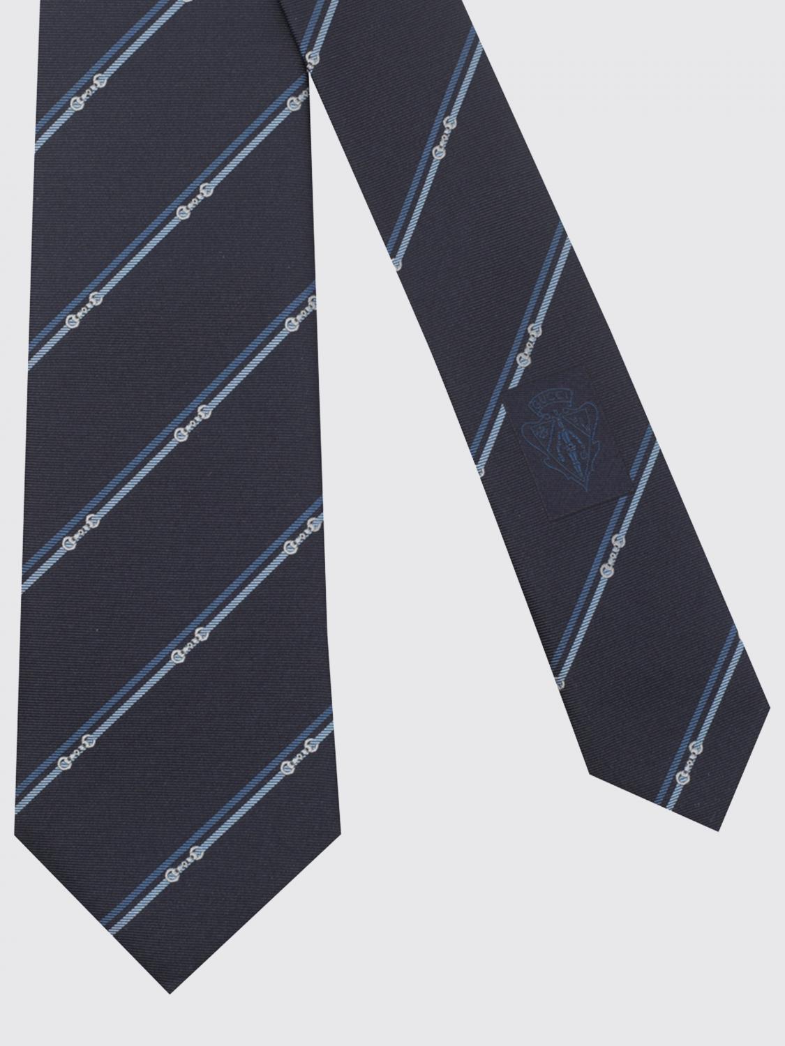 Gucci Men Gucci Regimental Striped Silk Tie With Horsebit Detail GUCCI