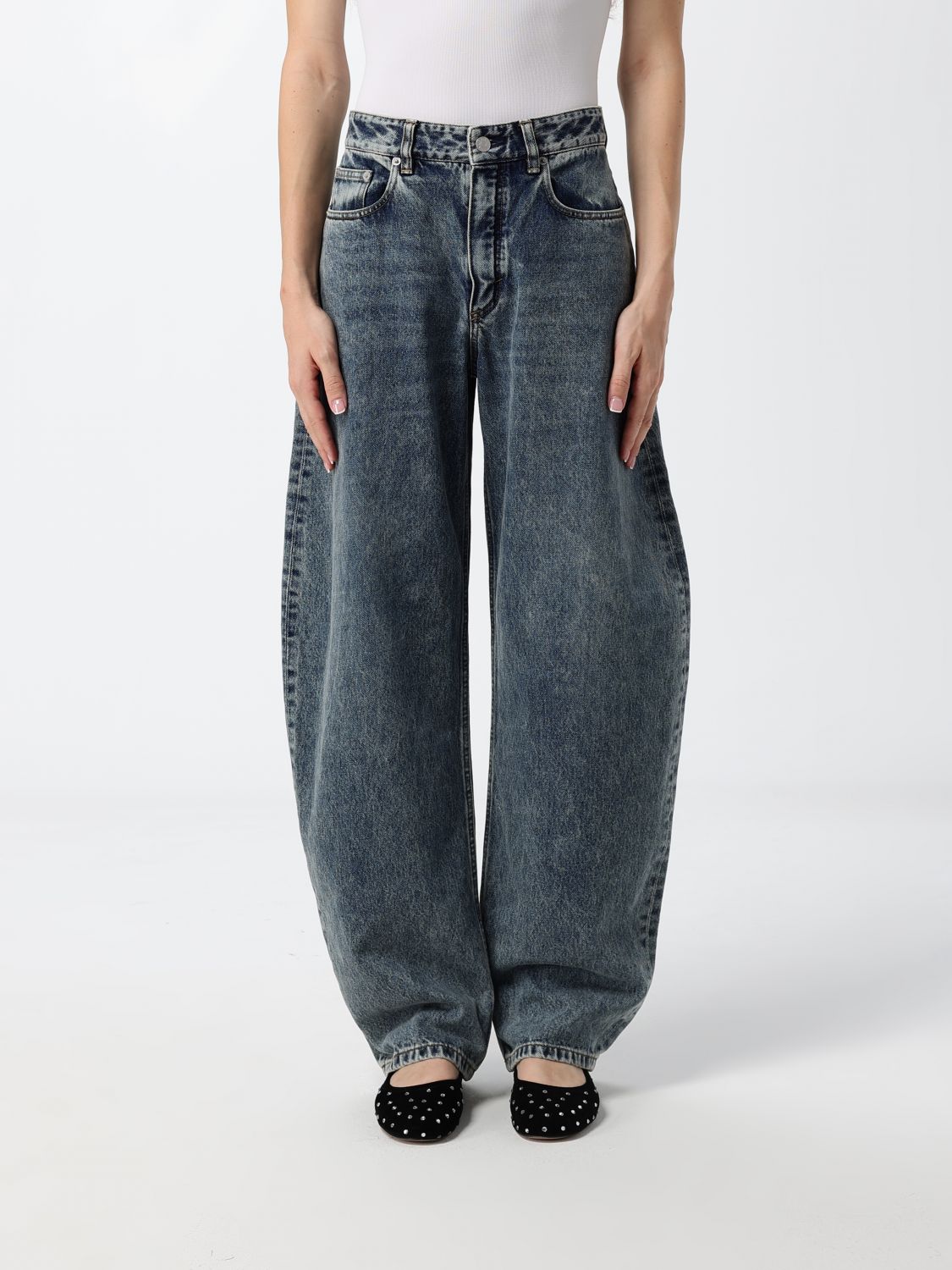 AlaiA Women Alaia Round High-Waisted Baggy Jeans In Cotton Denim ALAIA