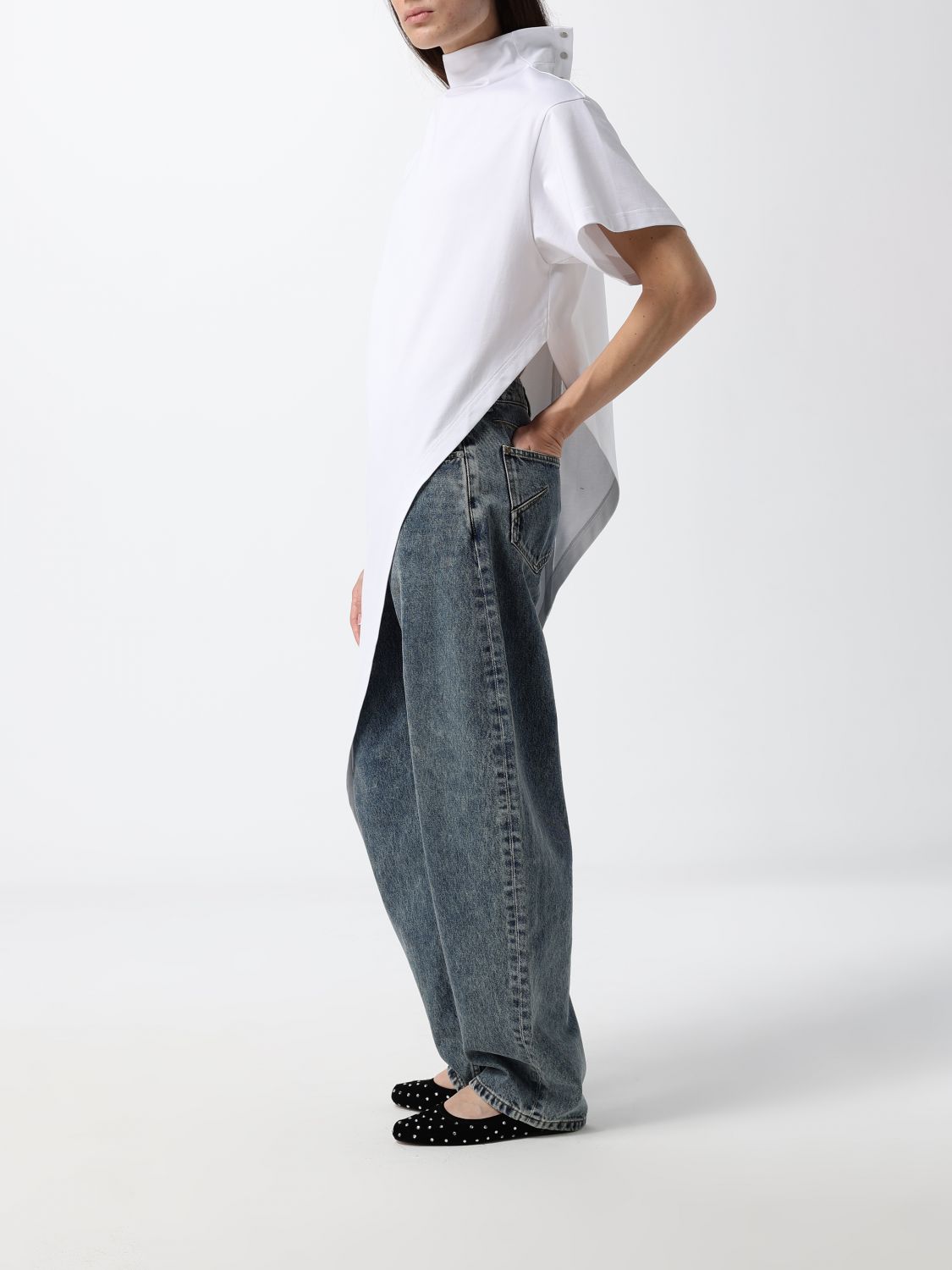 AlaiA Women Alaia Round High-Waisted Baggy Jeans In Cotton Denim ALAIA