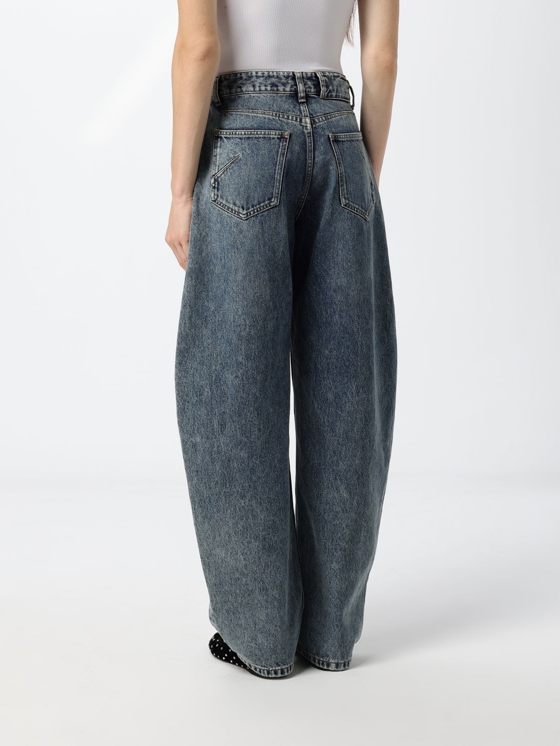 AlaiA Women Alaia Round High-Waisted Baggy Jeans In Cotton Denim ALAIA