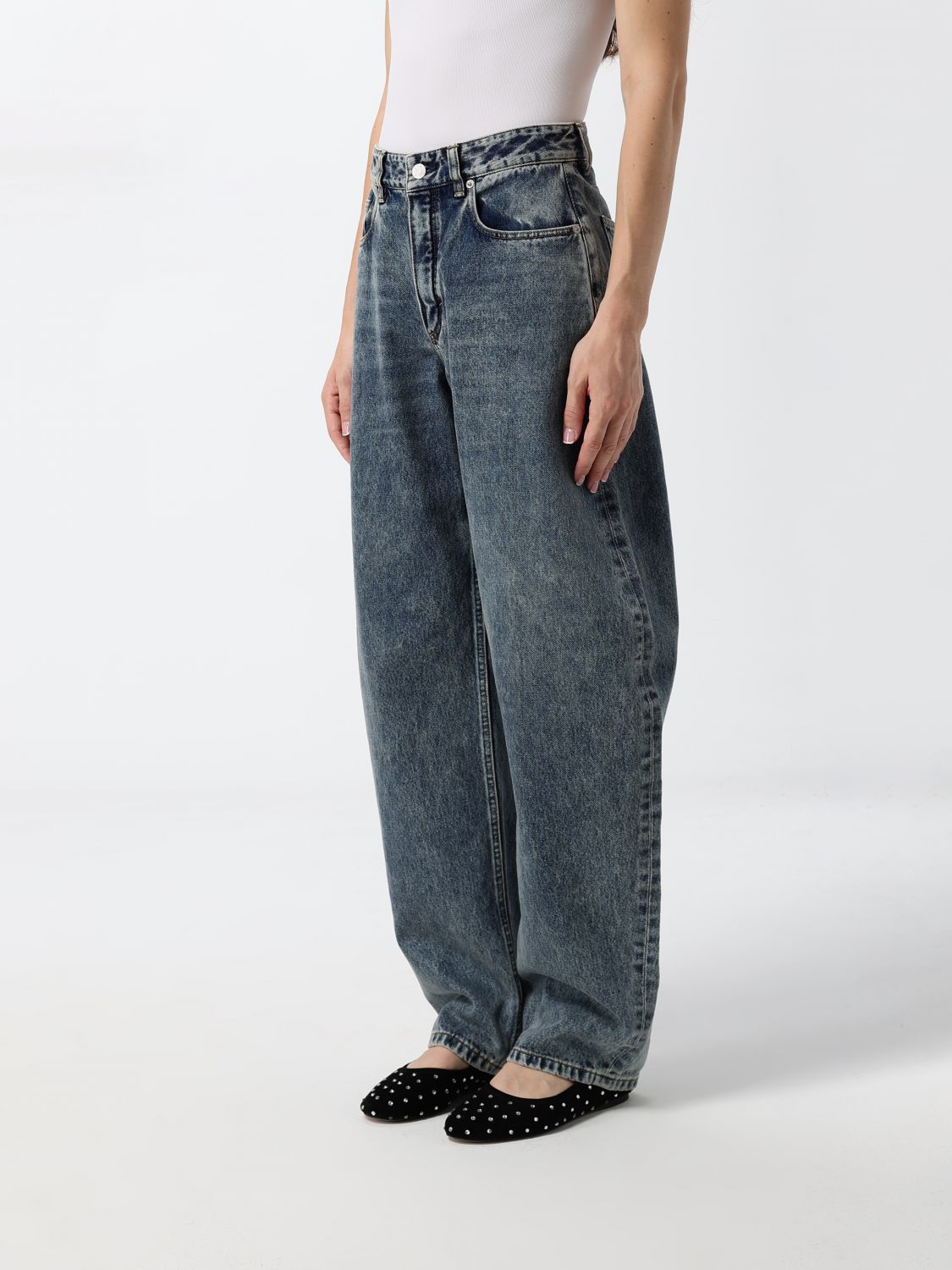 AlaiA Women Alaia Round High-Waisted Baggy Jeans In Cotton Denim ALAIA