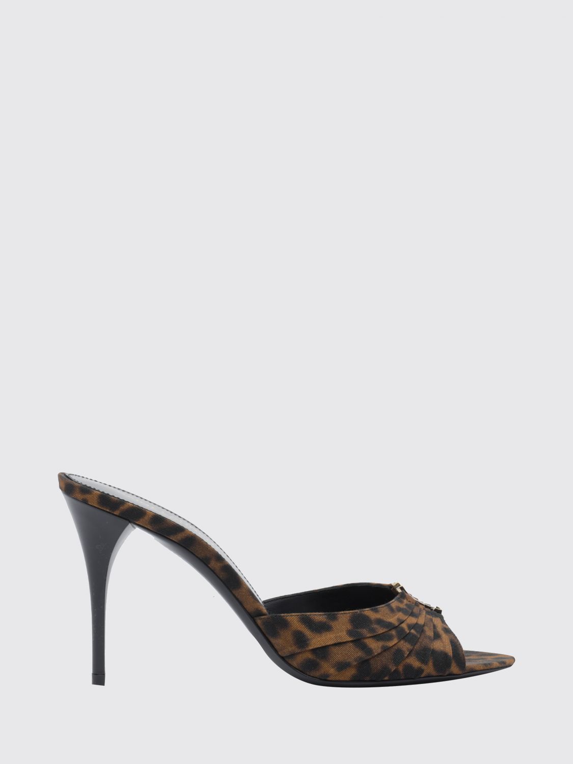 Saint Laurent Women Babylone Animalier Satin High-Heel Mules Saint Laurent SAINT LAURENT
