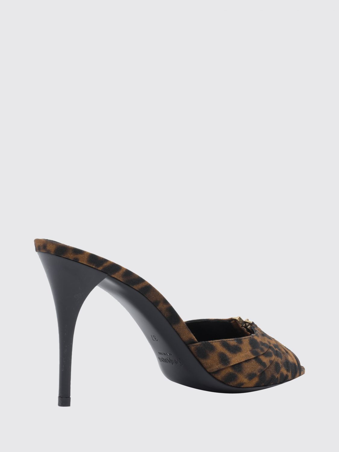 Saint Laurent Women Babylone Animalier Satin High-Heel Mules Saint Laurent SAINT LAURENT