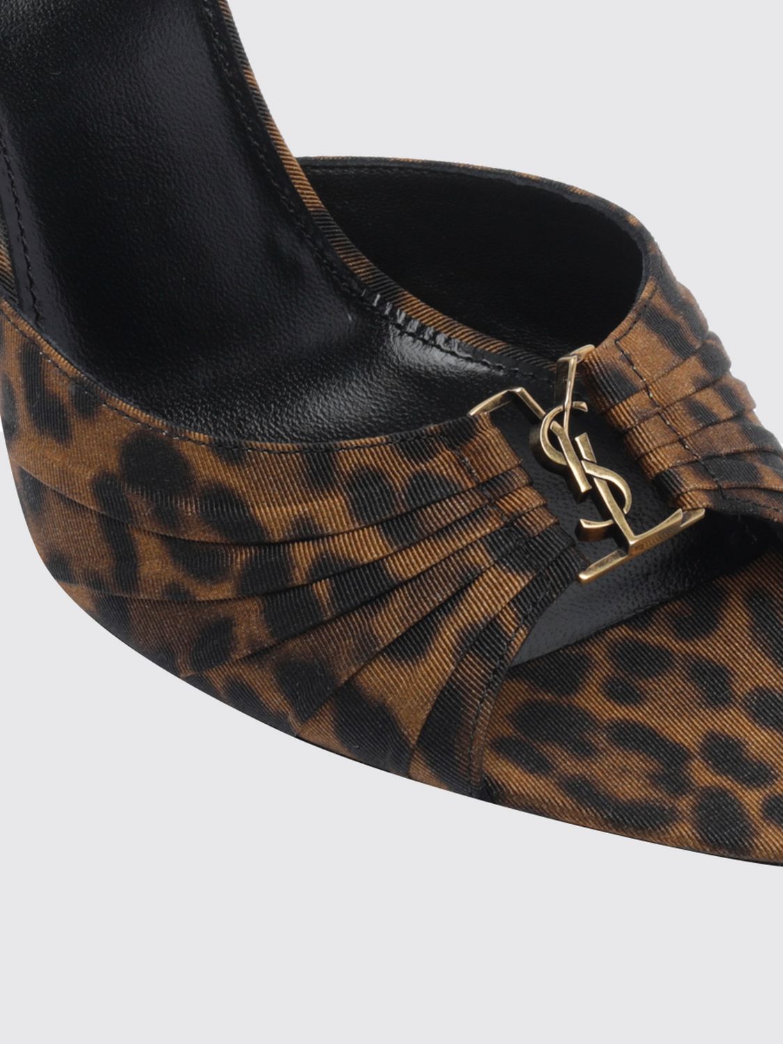 Saint Laurent Women Babylone Animalier Satin High-Heel Mules Saint Laurent SAINT LAURENT