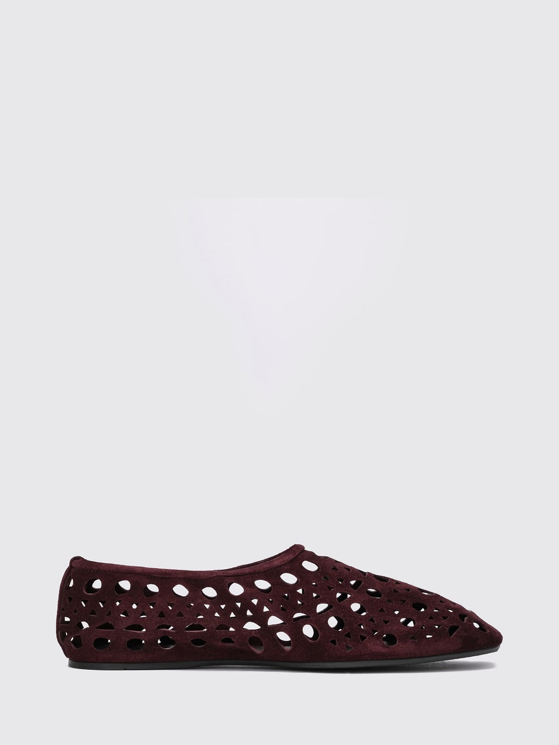 Alaia Women Alaia Vienne Perforated Suede Ballet Flats With Elasticated Heel ALAIA