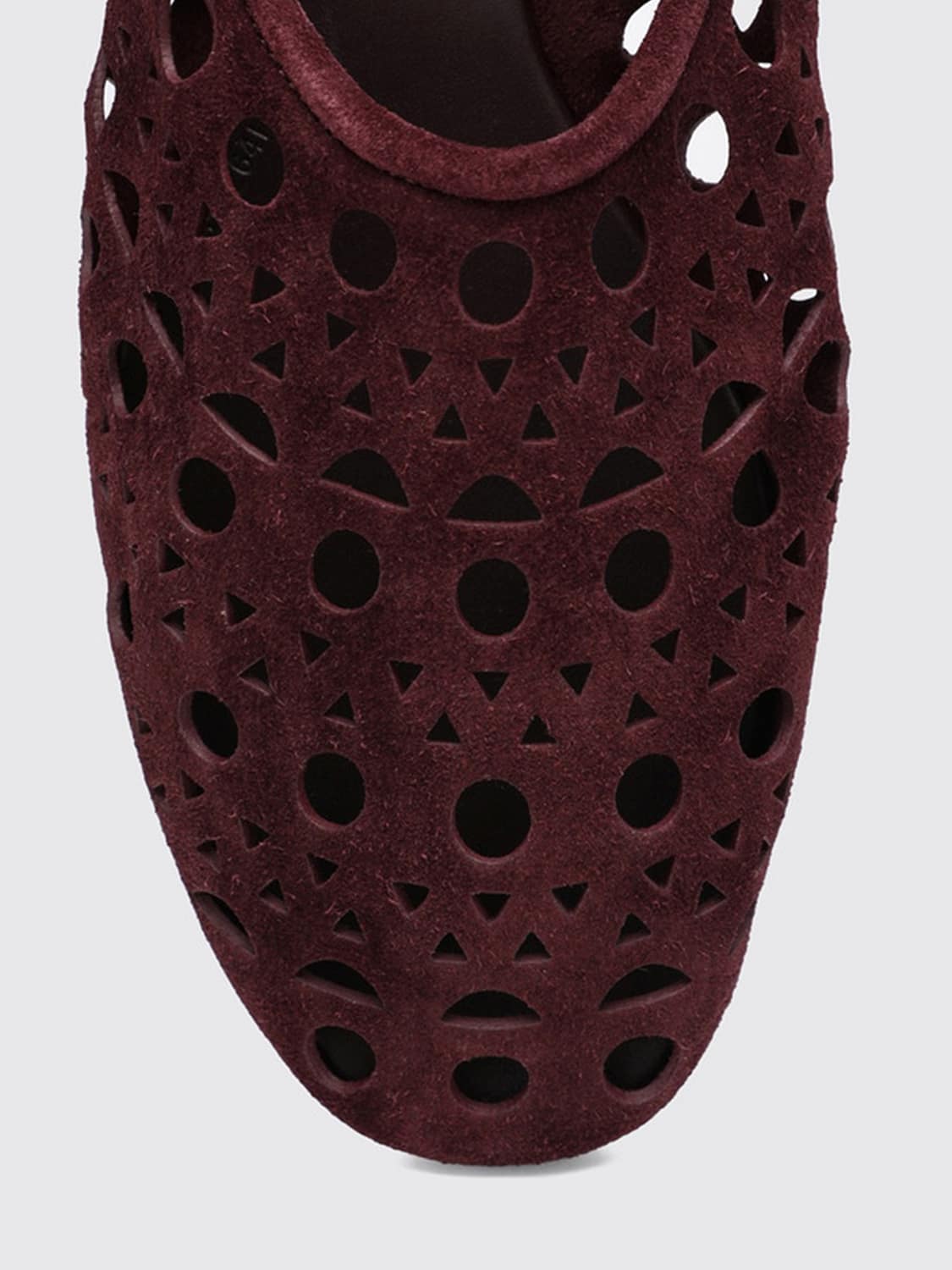 Alaia Women Alaia Vienne Perforated Suede Ballet Flats With Elasticated Heel ALAIA
