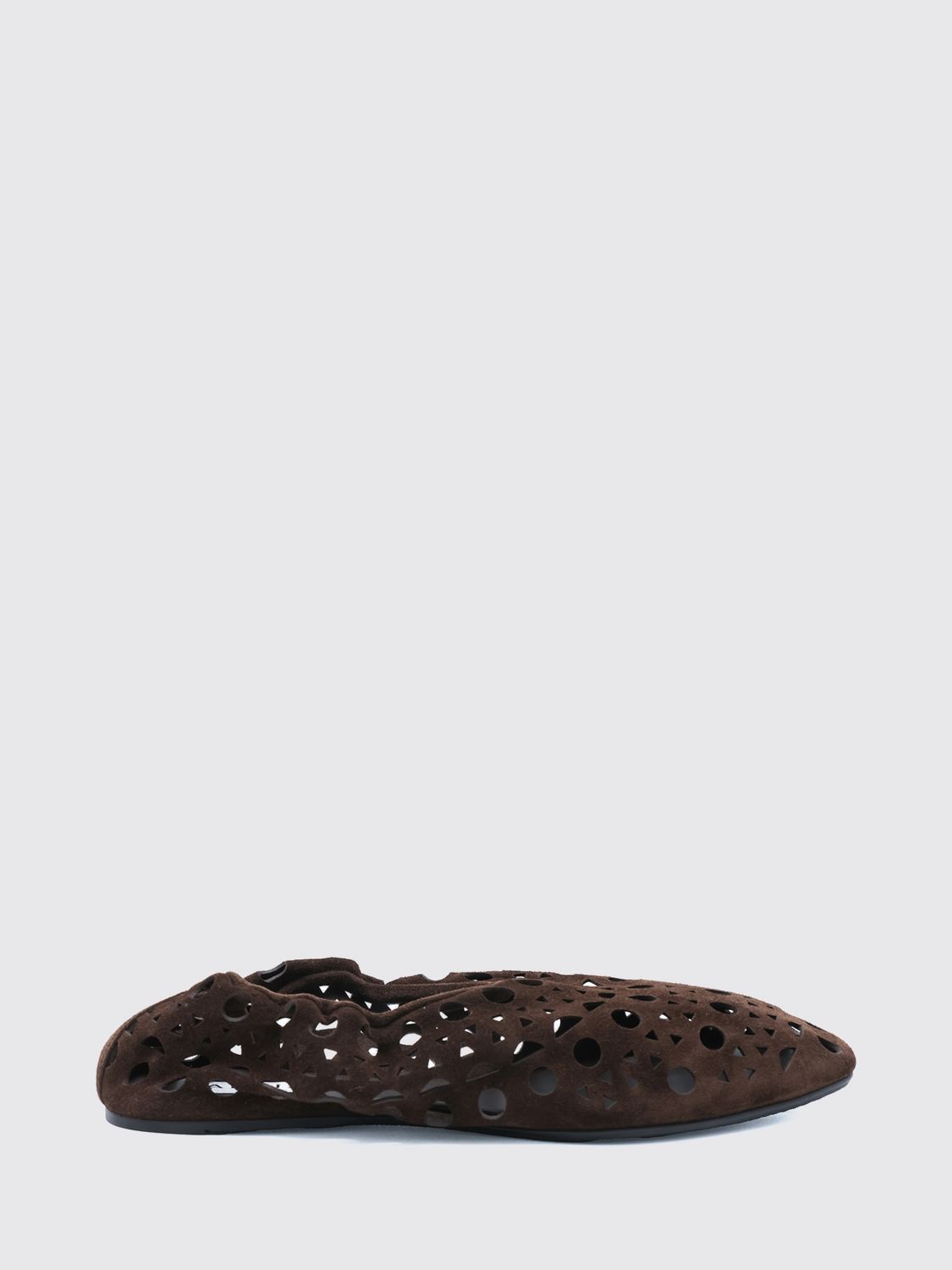 Alai�A Women Alaia Vienne Perforated Suede Ballet Flats With Elasticated Heel ALAIA