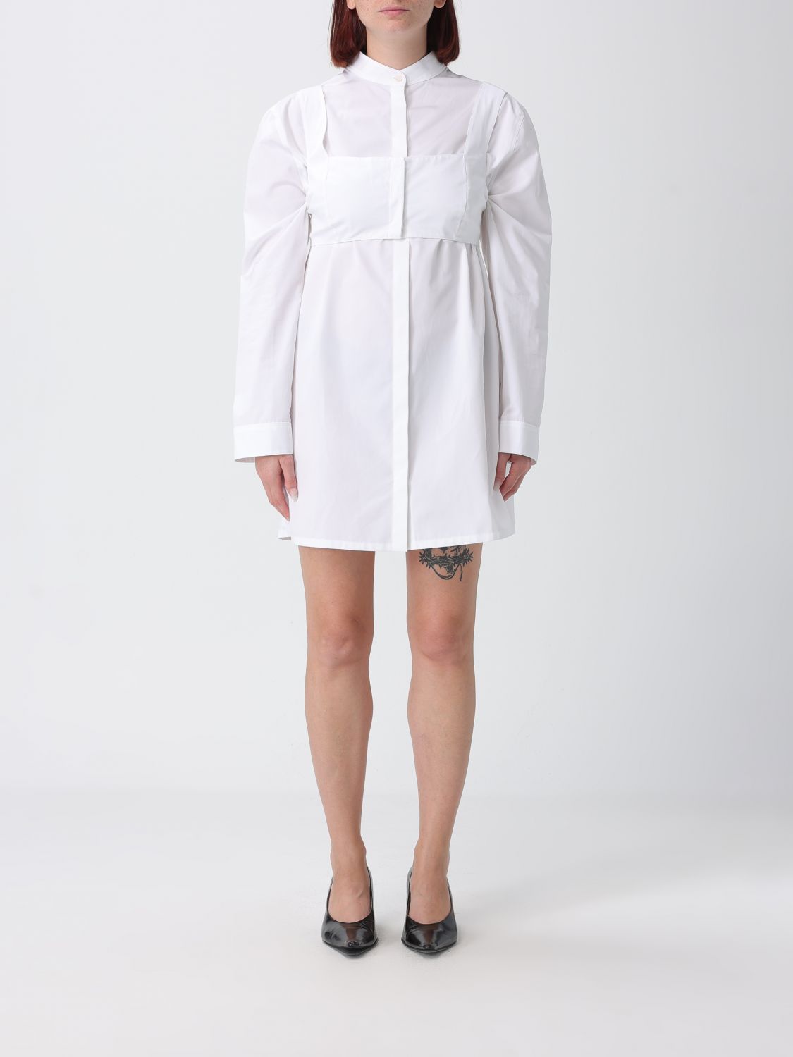 AlaiA Women Alaia Two-Piece Cotton Poplin Set With Puff-Sleeve Shirt ALAIA