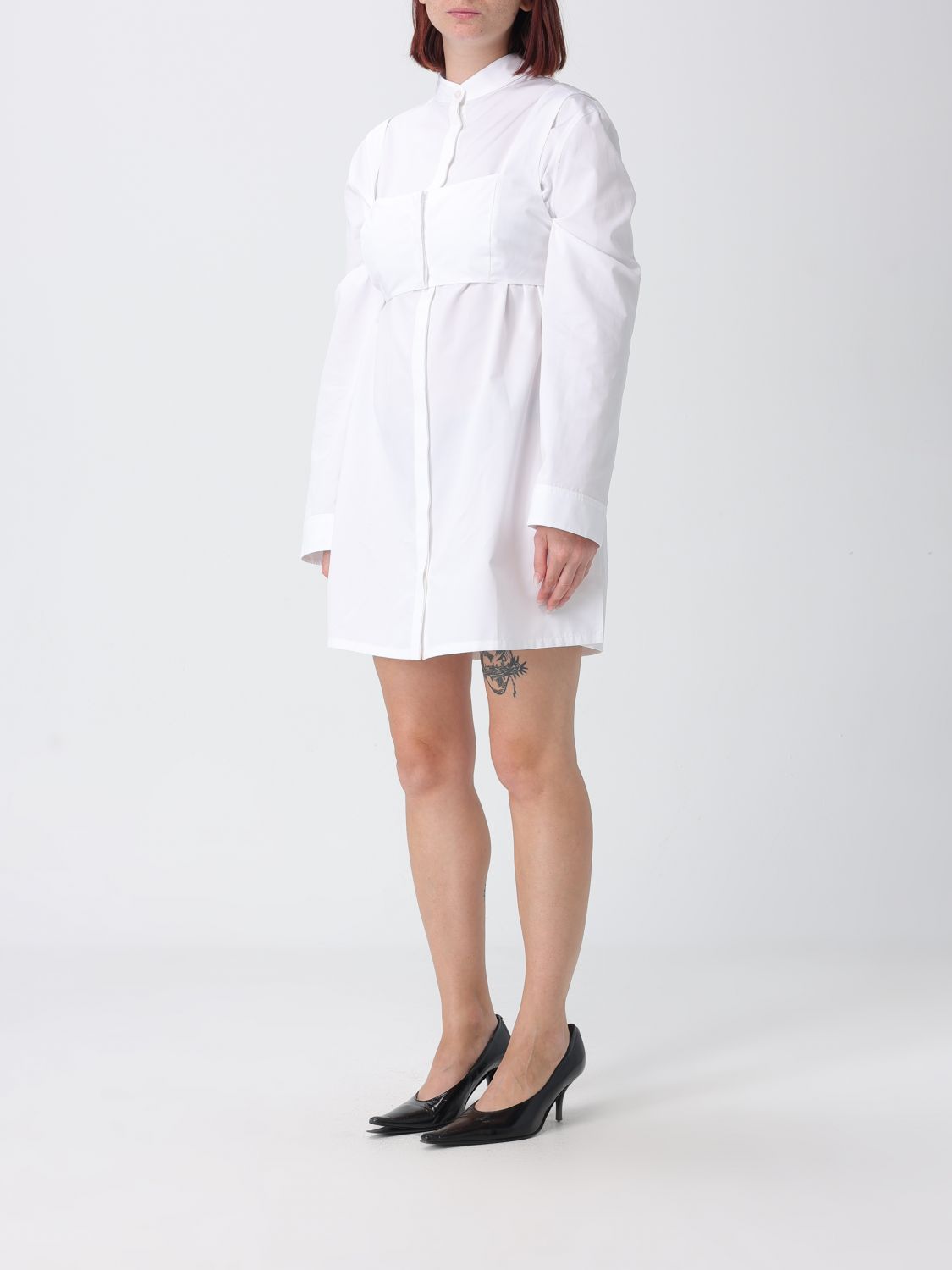 AlaiA Women Alaia Two-Piece Cotton Poplin Set With Puff-Sleeve Shirt ALAIA
