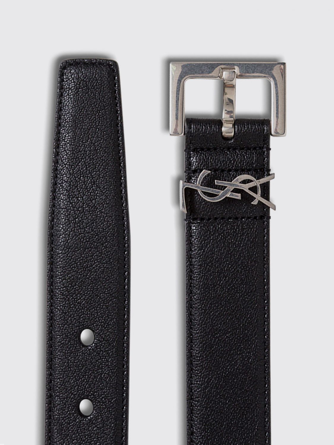 Saint Laurent Men Saint Laurent Ysl Monogram Lambskin Leather Belt SAINT LAURENT