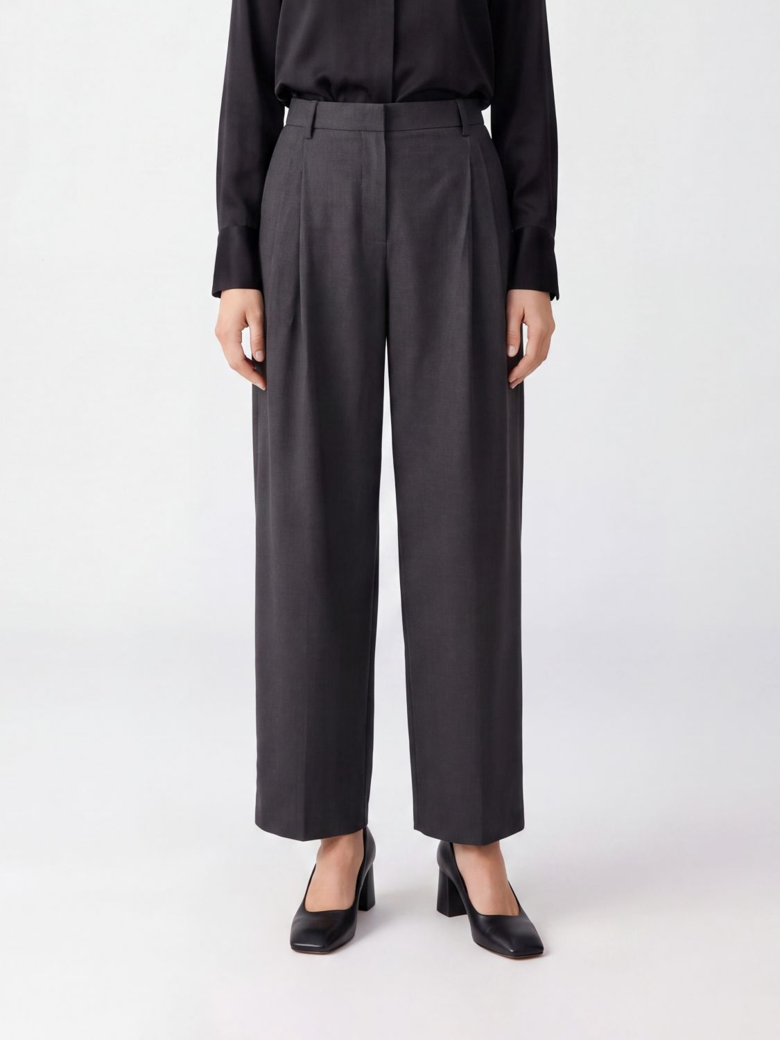 High-Waisted Wool Wide-Leg Tailored Trousers Max Mara MAX MARA