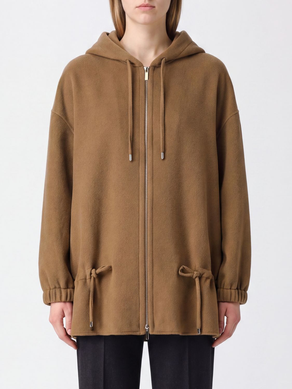 Single-Breasted Wool Hooded Coat Max Mara With Zip Closure MAX MARA