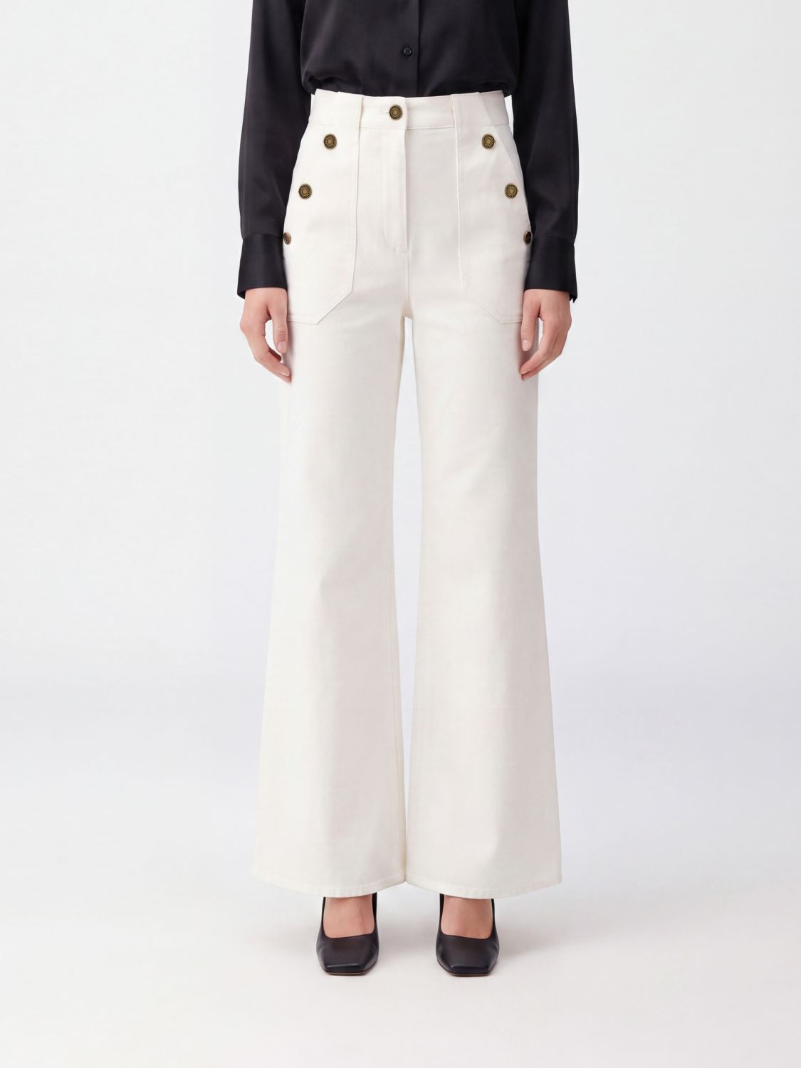High-Waisted Cotton Flare Trousers Max Mara With Patch Pockets MAX MARA