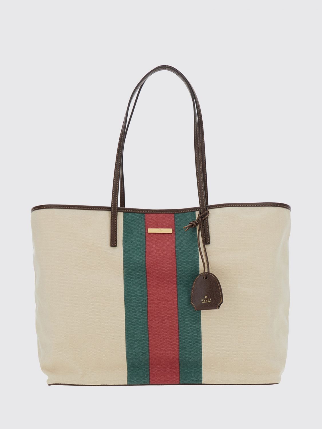 Gucci Women Tribeca Tote Bag Gucci In Striped Cotton Canvas With Web Detail GUCCI