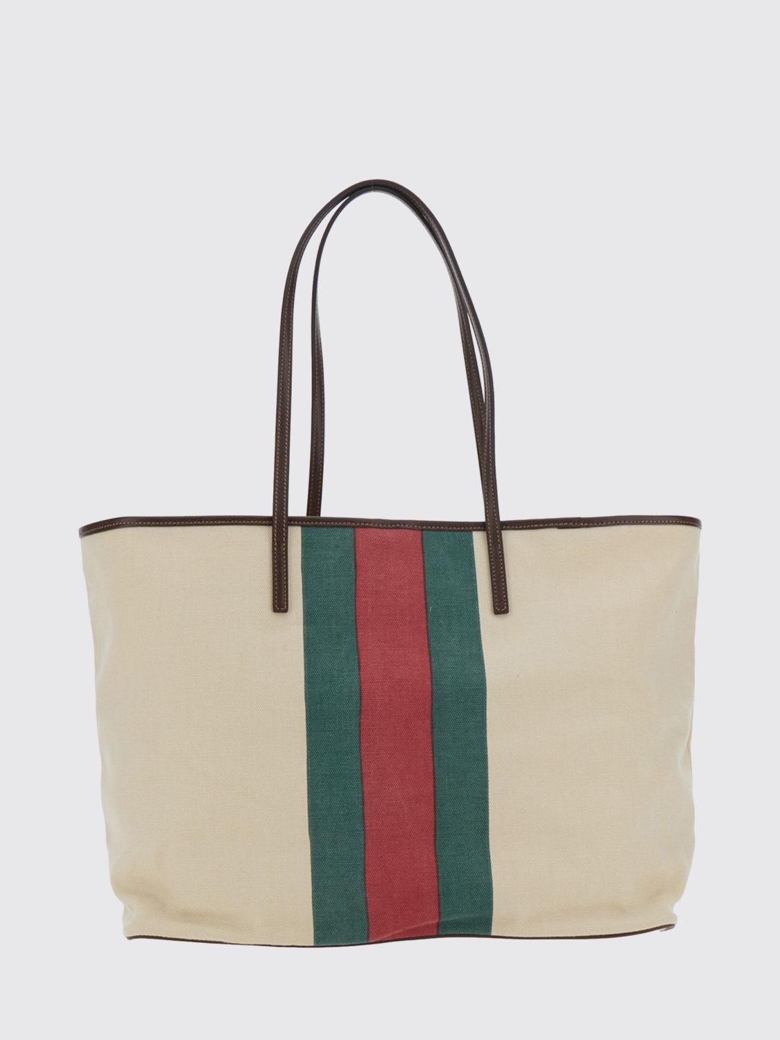 Gucci Women Tribeca Tote Bag Gucci In Striped Cotton Canvas With Web Detail GUCCI