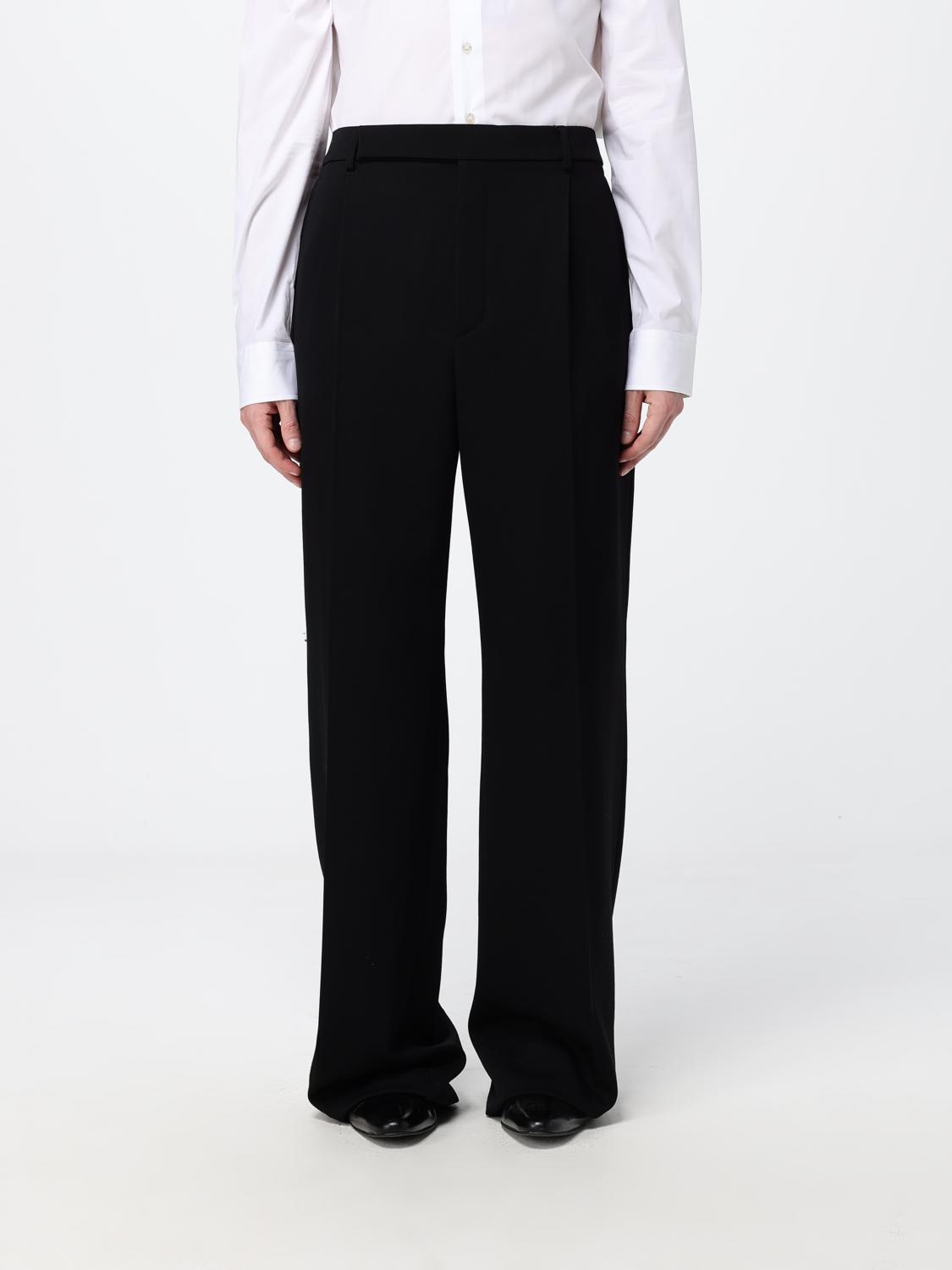 Saint Laurent Men Wide-Leg Wool Tailored Trousers Saint Laurent With A Mid-Rise Waist SAINT LAURENT