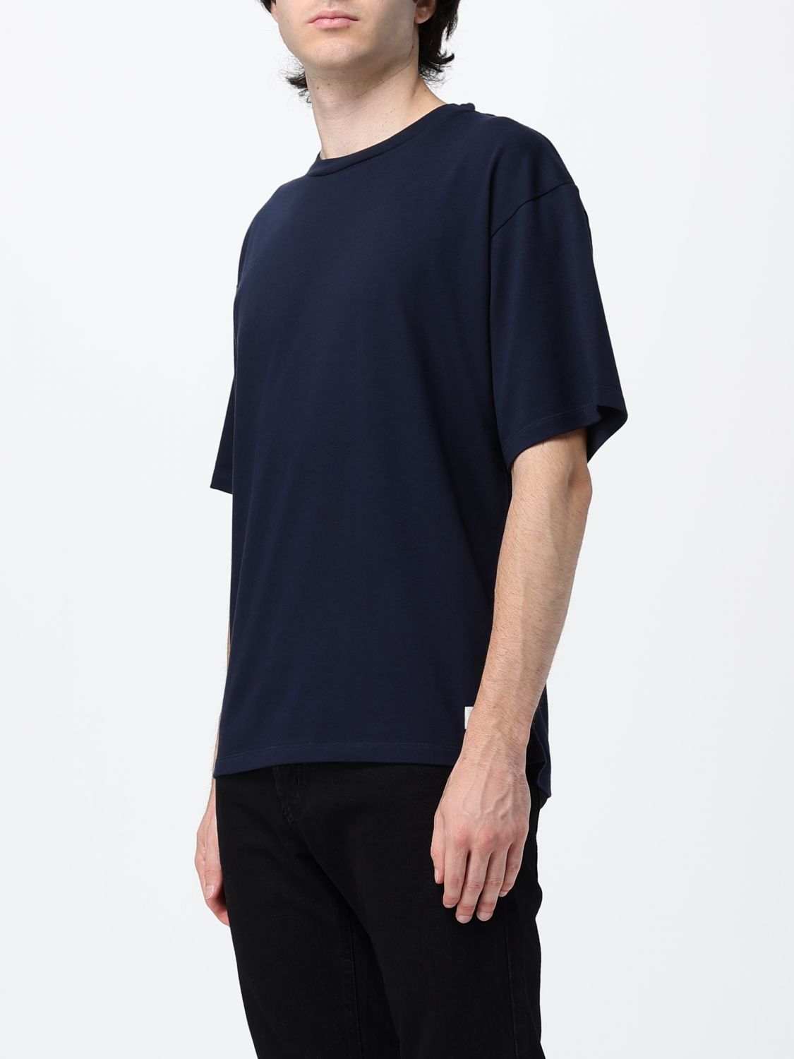 Saint Laurent Men Crewneck T-Shirt Saint Laurent In Cotton And Modal Jersey With Dropped Shoulders SAINT LAURENT