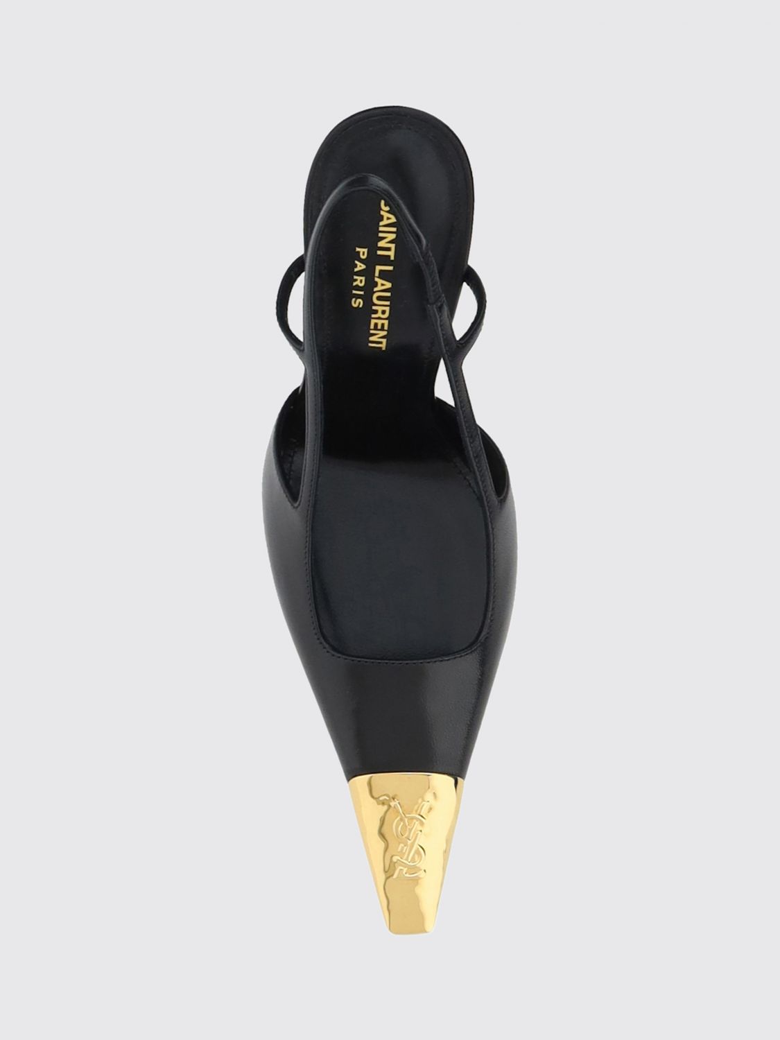 Saint Laurent Women Jeanne Metal-Tipped Lambskin Leather Slingback Pumps Saint Laurent SAINT LAURENT
