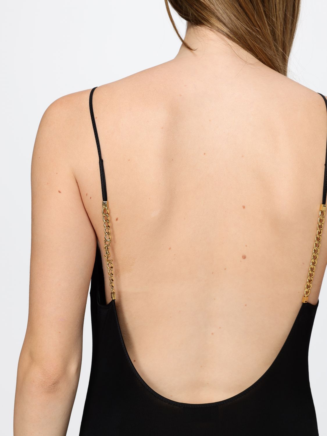 Saint Laurent Women Long Slip Dress Saint Laurent In Stretch Viscose With Thin Straps SAINT LAURENT