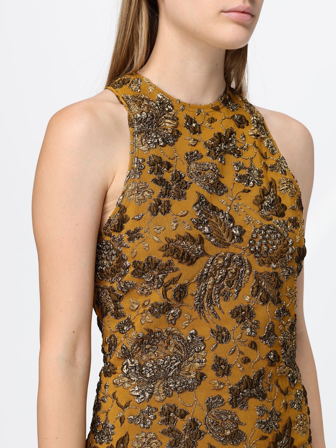 Saint Laurent Women Floral Print Criªpe Mini Sheath Dress Saint Laurent With Halter Neck SAINT LAURENT