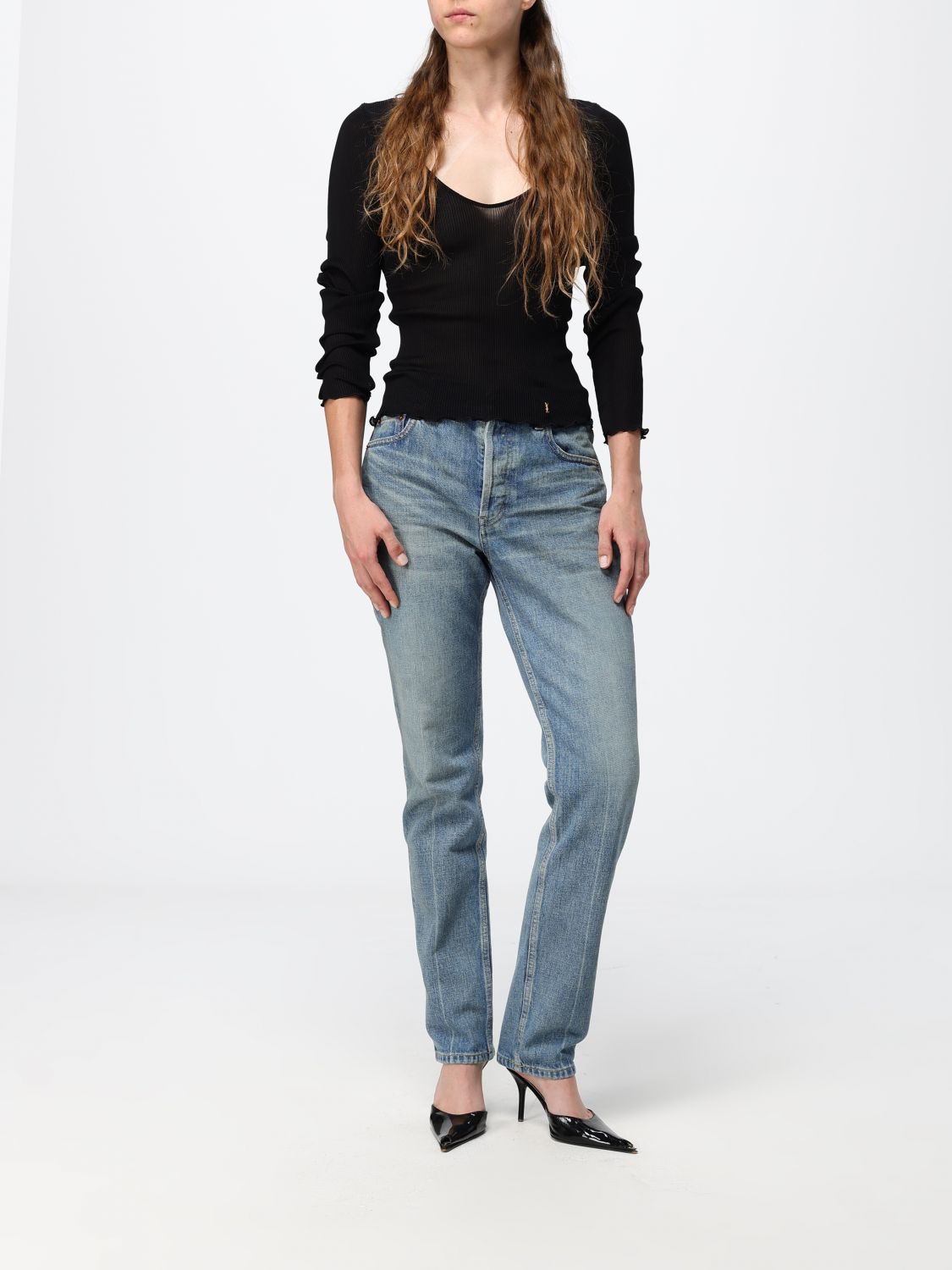 Saint Laurent Jeans Woman Blue SAINT LAURENT