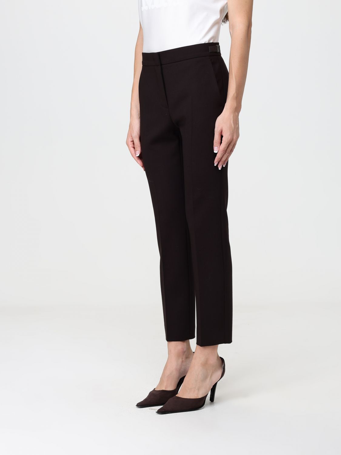 Max Mara Women Max Mara Acino Mid-Rise Slim Fit Skinny Wool Trousers MAX MARA