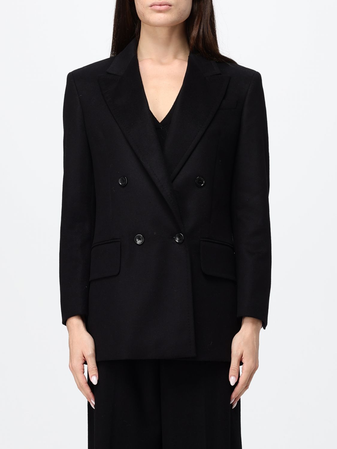 Max Mara Women Max Mara Double-Breasted Pure Virgin Wool Blazer With Peak Lapels And Button Closure MAX MARA