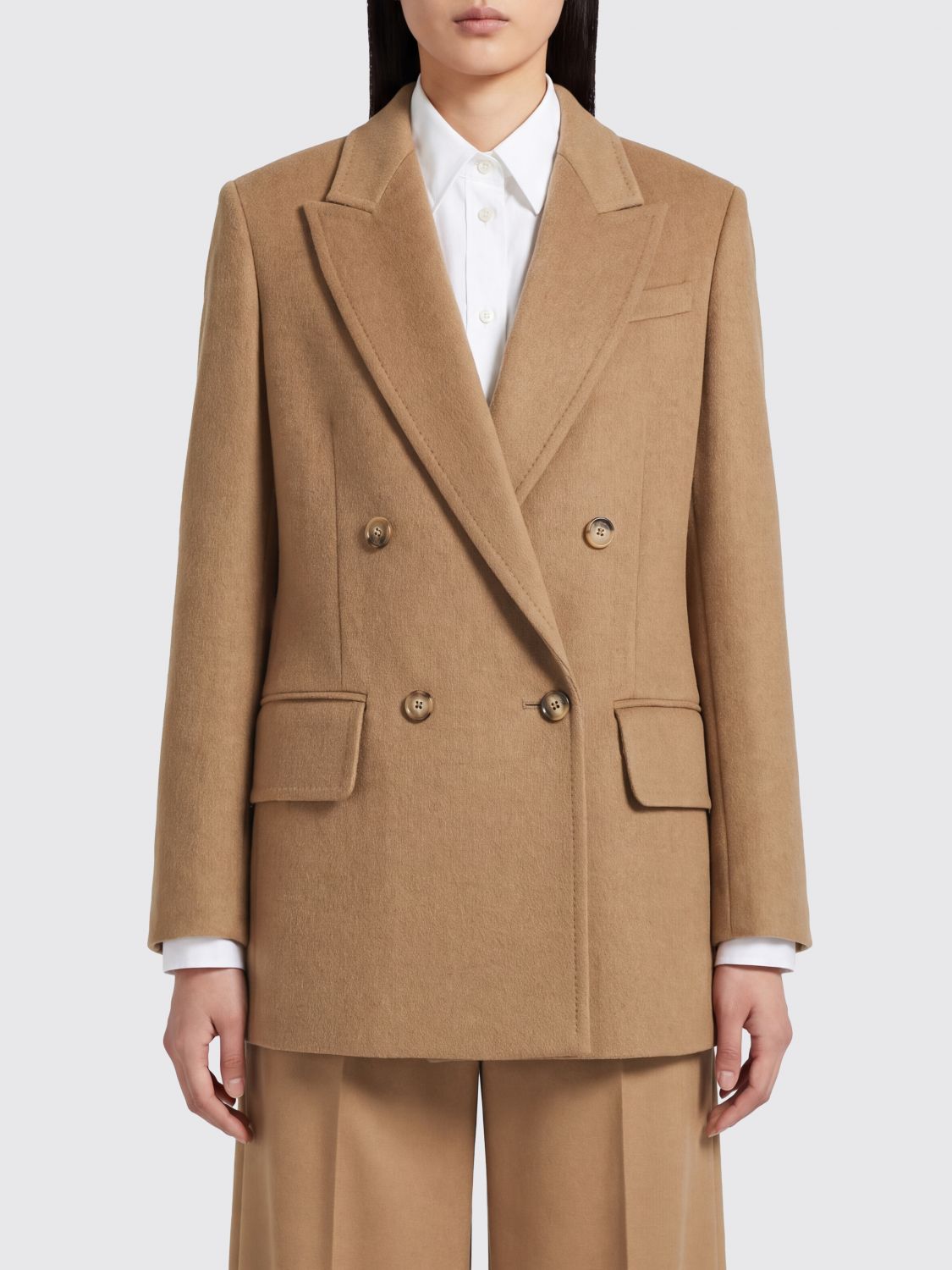 Max Mara Women Max Mara Double-Breasted Pure Virgin Wool Blazer With Peak Lapels And Button Closure MAX MARA