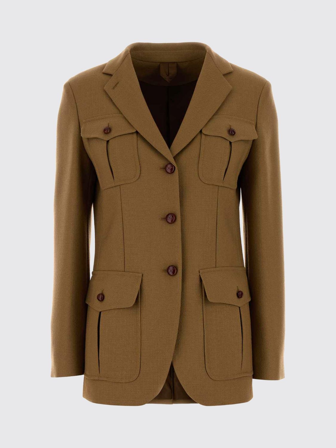 Max Mara Women Max Mara Single-Breasted Wool Utility Blazer With Patch Pockets MAX MARA