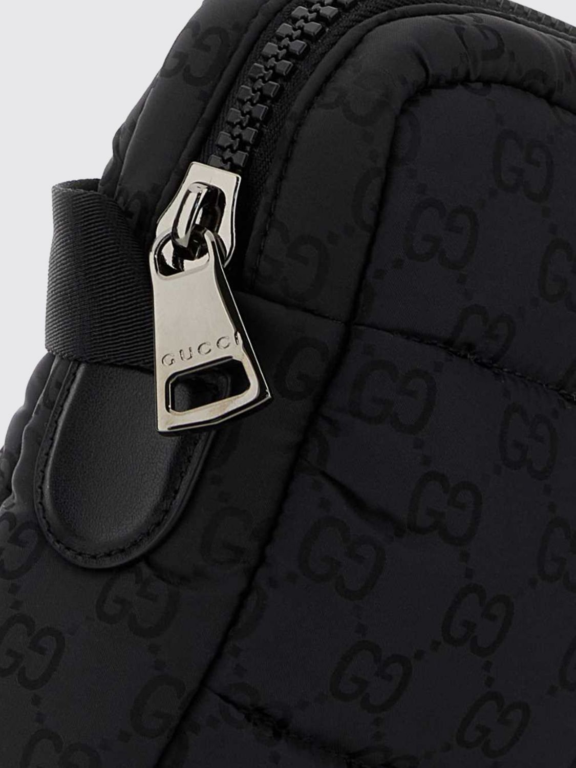 Gucci Men Gucci Gg Motif Quilted Nylon Crossbody Bag With Logo Strap GUCCI