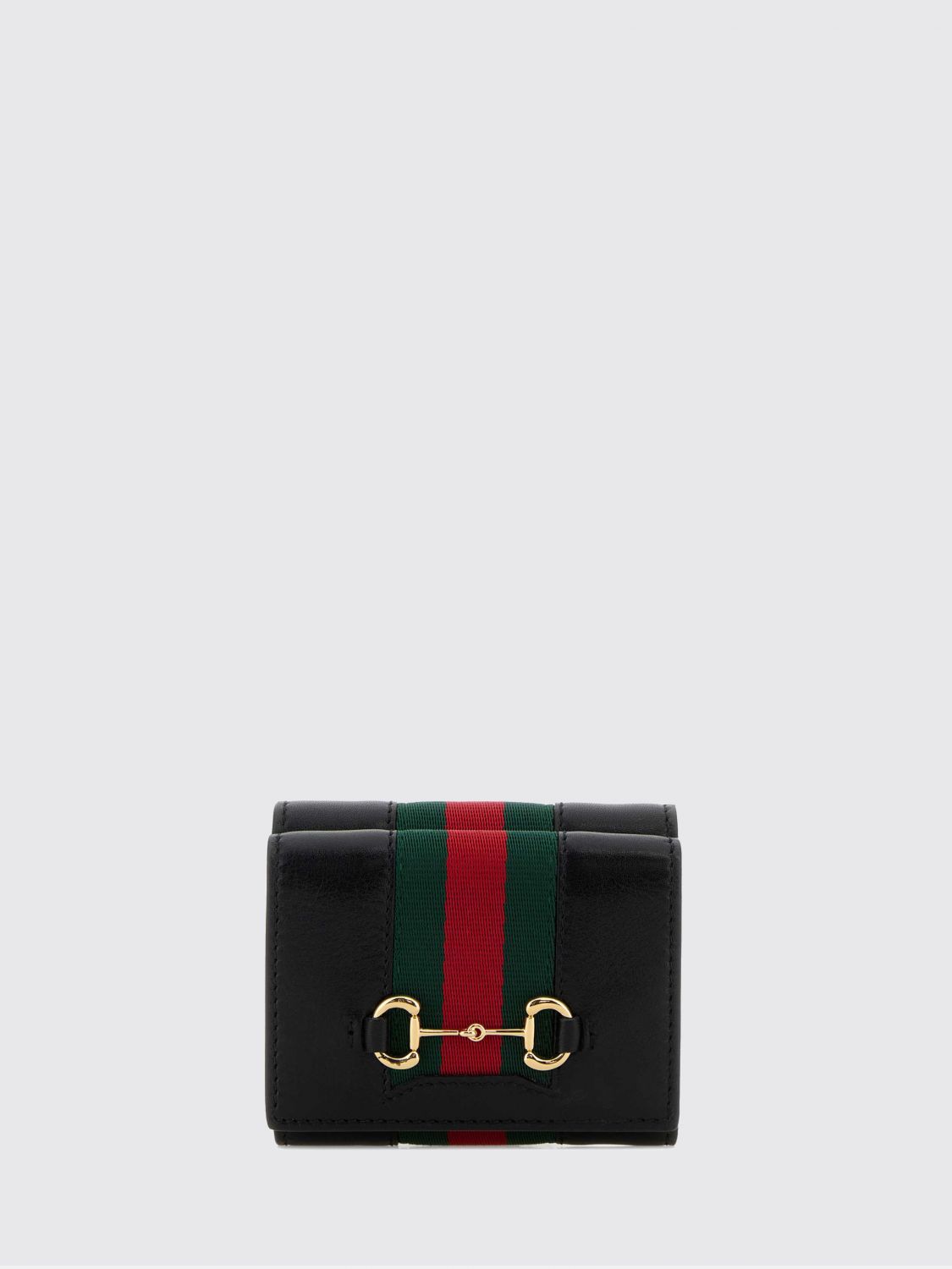 Gucci Women Gucci Horsebit Web Trifold Calfskin Wallet With Web Detail GUCCI