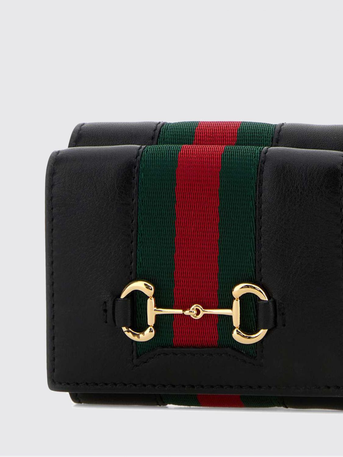 Gucci Women Gucci Horsebit Web Trifold Calfskin Wallet With Web Detail GUCCI