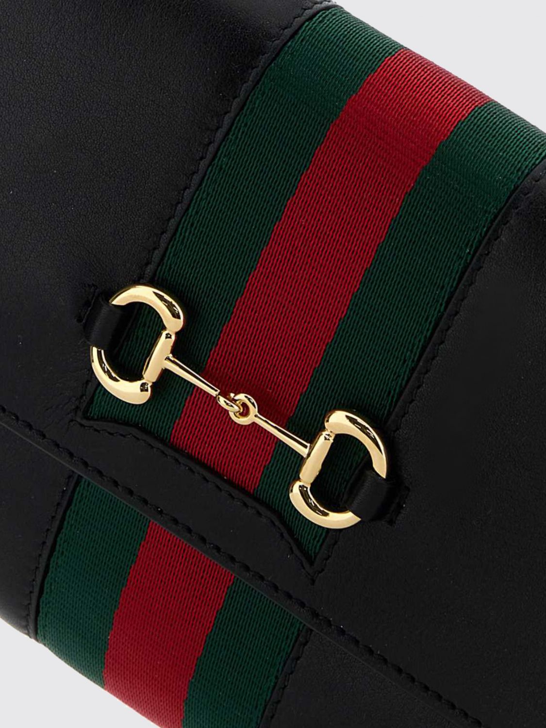 Gucci Women Gucci Horsebit Web Mini Leather Crossbody Bag With Stripe Detail GUCCI