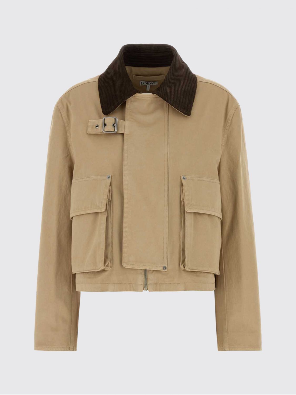 Loewe Women Cropped Cotton Shirt Jacket Loewe With Velvet Collar LOEWE