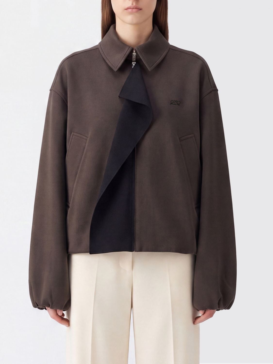 Loewe Women Cropped Wool-Blend Shirt Jacket Loewe With Zip Closure LOEWE