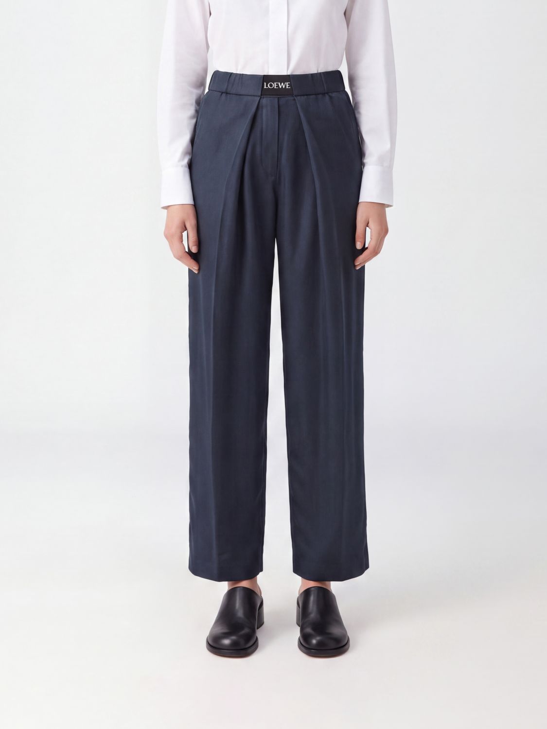 Loewe Women Wide-Leg Silk Trousers Loewe With High Elasticated Waist LOEWE