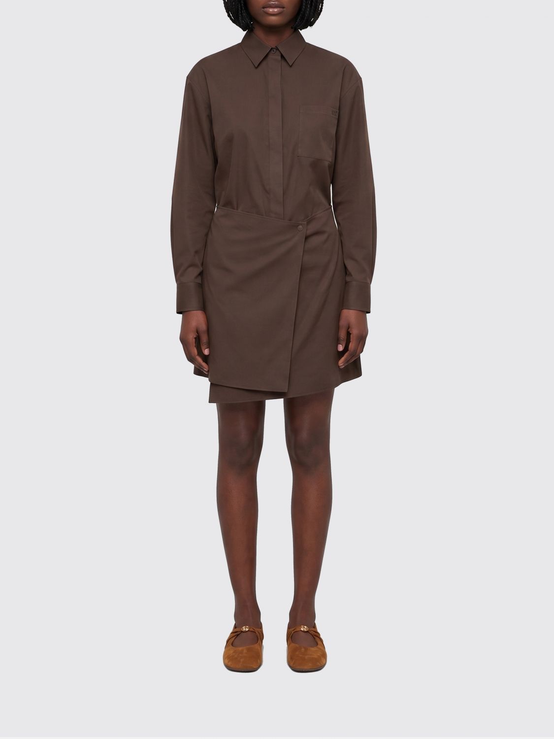 Loewe Women Cotton And Silk Blend Wrap Mini Shirt Dress Loewe LOEWE